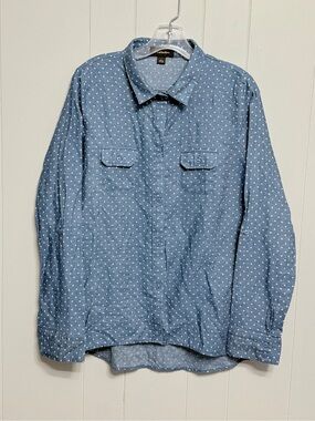 #17)  Blue Polka Dot Button-Up  Cotton Shirt